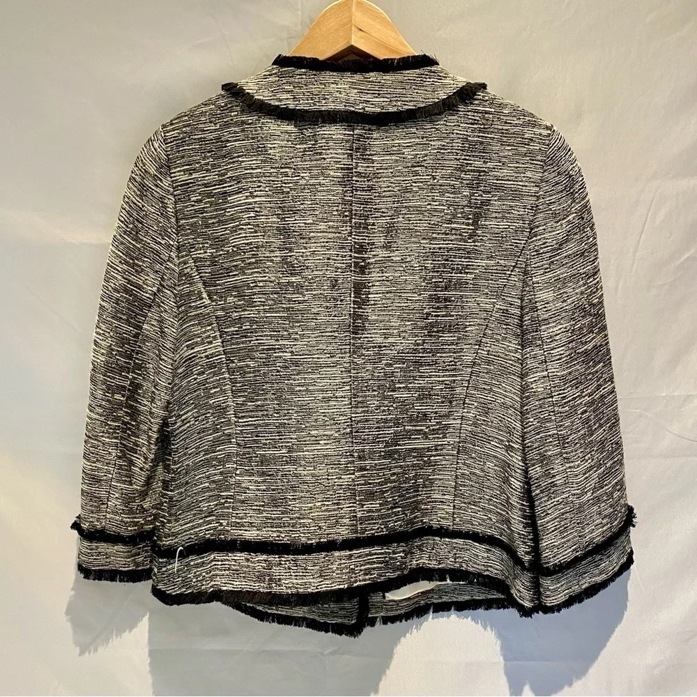 Kate Spade New York Carine Fringe-Trim Tweed Jacket, Size 10
